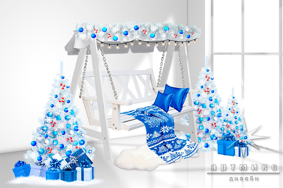 Новогодняя фотозона "Качели" голубые