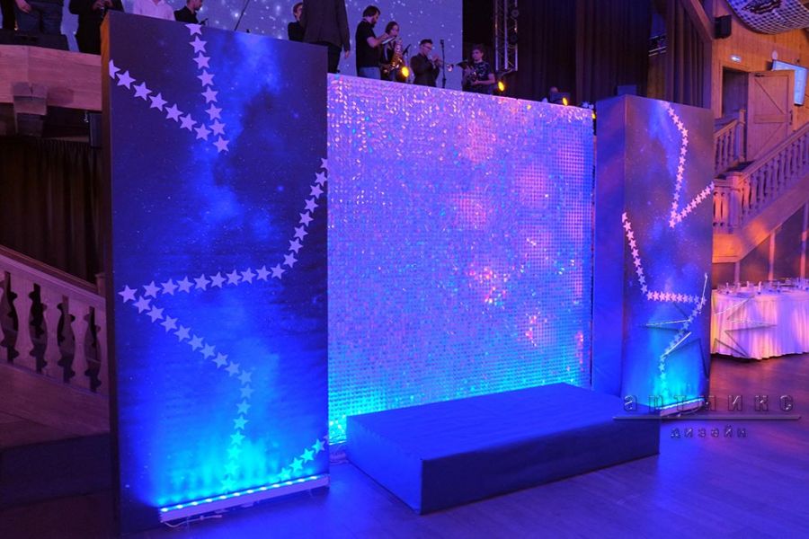 Фотозона "Pearly" из пайеток со звёздными блоками