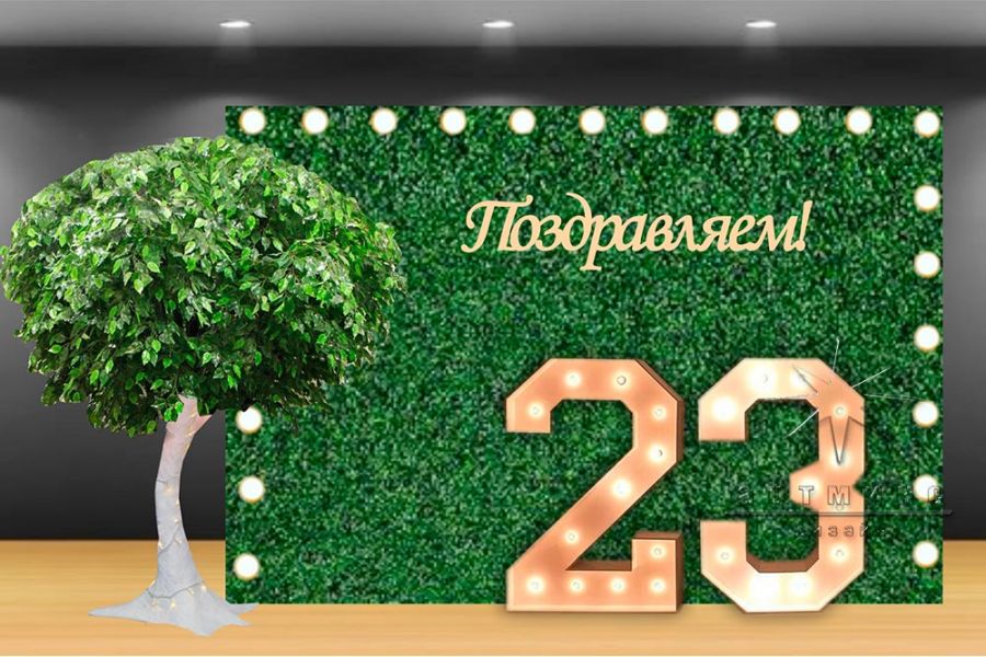 Фотозона к 23 февраля (Дерево на зеленом фоне)