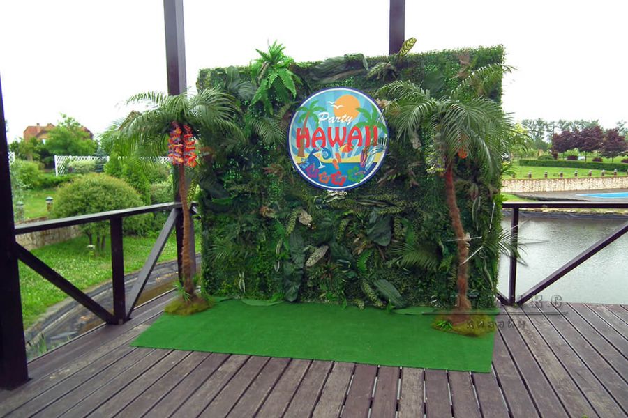 Фотозона "party hawaii" для гавайской вечеринки за городом